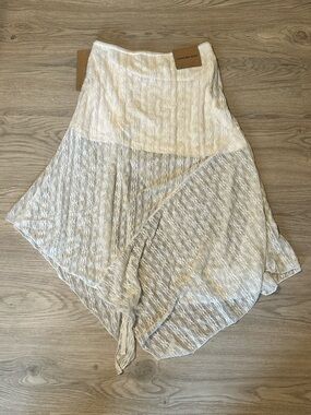 Chrome Riot Ivory Asymmetrical Lace Handkerchief Skirt